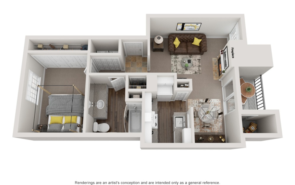 A3 1 Bed 1 Bath Floorplan