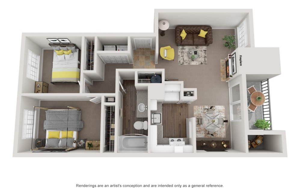 B1 2 Bed 1 Bath Floorplan