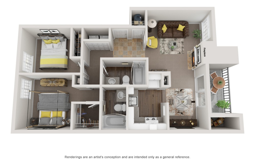 B4 2 Bed 2 Bath Floorplan